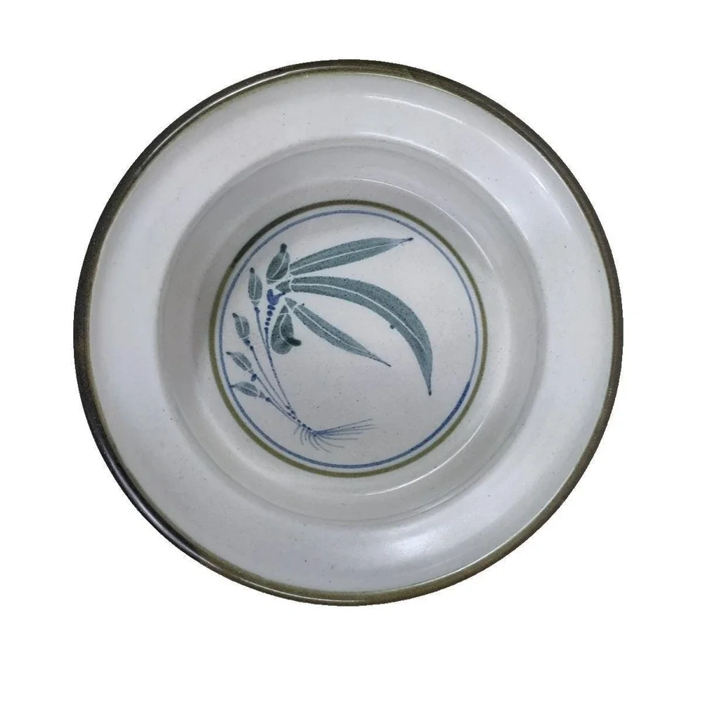 Vintage Signed Studio Art Pottery Stoneware Bowl Floral 8 Inch Westun